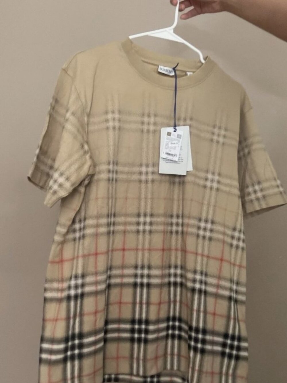 NWT Authentic Burberry Men's Gradient Check Cotton T-Shirt sz L